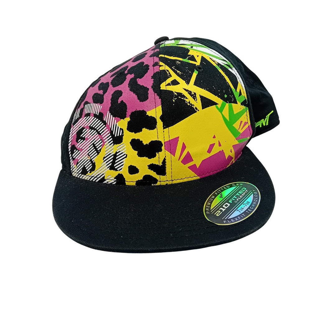 NWOT Post Y2K Element Crowns 210 Fit Flexfit Hat Neon Animal Print Skater Scene